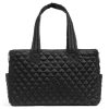 Black Quilted Shell Tote